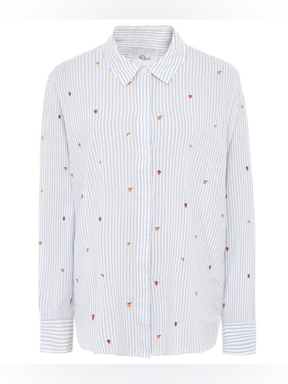 RAILS Taylor Long Sleeve Shirt, Size Large, ‘Embroidered Citrus’